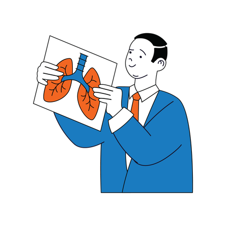 Doctor mostrando informe de pulmones  Ilustración