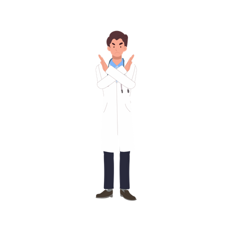 Doctor no gesture crossed arms medical warning  Illustration