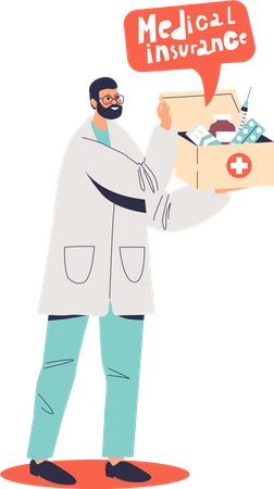 Doctor offering health insurance  Illustration