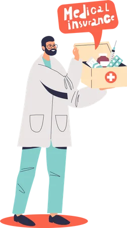 Doctor offering health insurance  Illustration