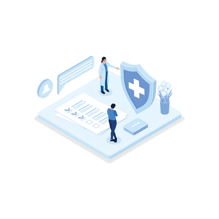 Doctor offering medical insurance policy contract  Illustration