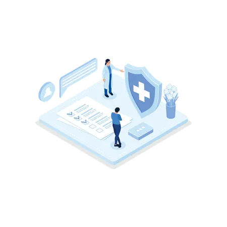 Doctor offering medical insurance policy contract  Illustration