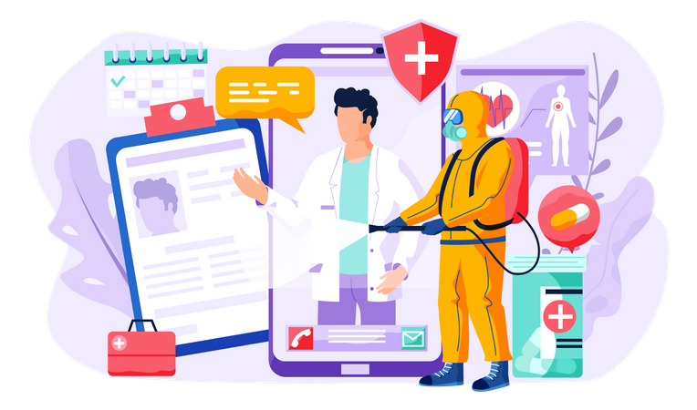 Doctor on medical app  Illustration