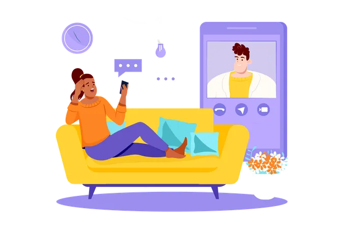 Online Doctor Appointment Violet Concept With People Scene In The Flat Cartoon Style The Doctor Online Explains To The Patient How To Be Treated Vector Illustration Illustration