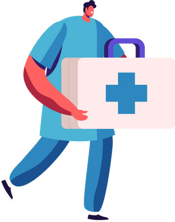 Doctor or Nurse with Medical Box  Illustration