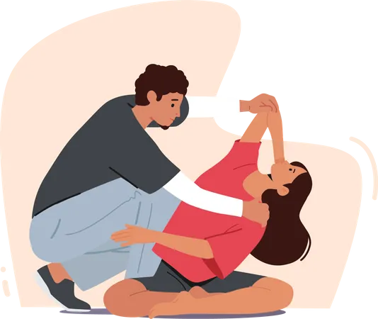 Doctor osteopath doing massage procedure to client Illustration