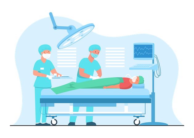 Doctor performing an emergency operation Illustration