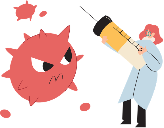 Doctor performing anti-virus medicine  Illustration