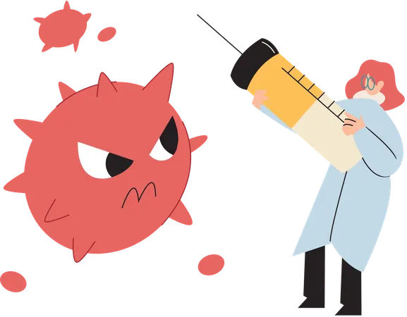 Doctor performing anti-virus medicine  Illustration