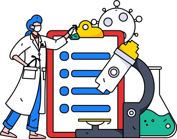 Doctor performing experiment on chemicals  Illustration