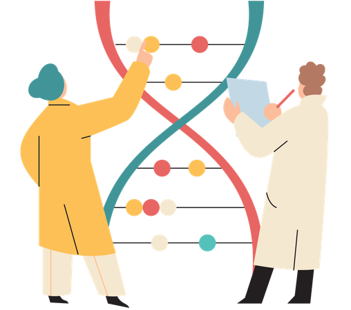 Doctor performs experiment on genes  Illustration