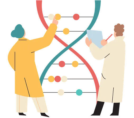 Doctor performs experiment on genes  Illustration