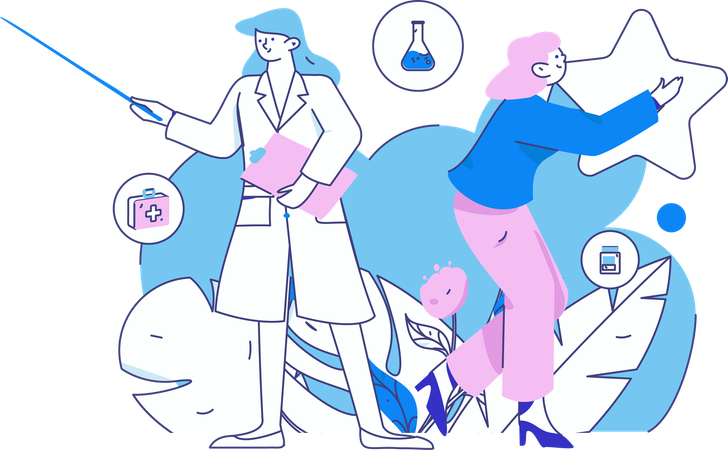 Doctor performs lab experiments  Illustration