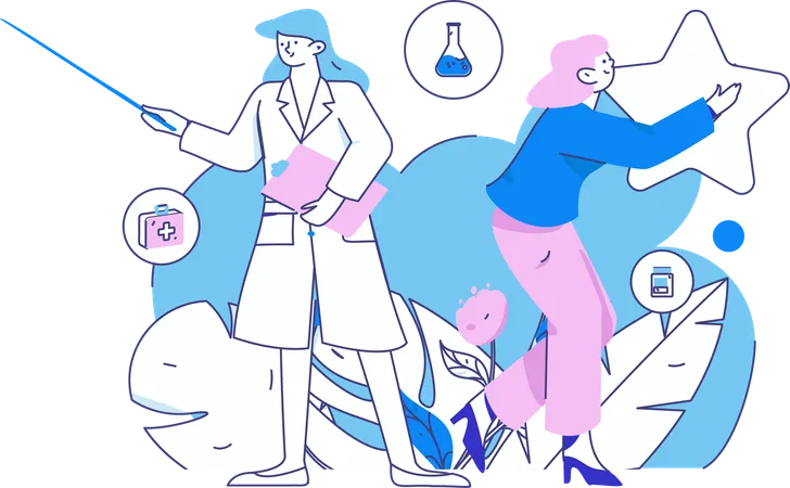 Doctor performs lab experiments  Illustration