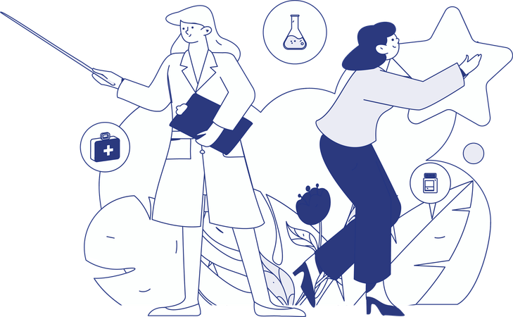 Doctor performs lab experiments  Illustration