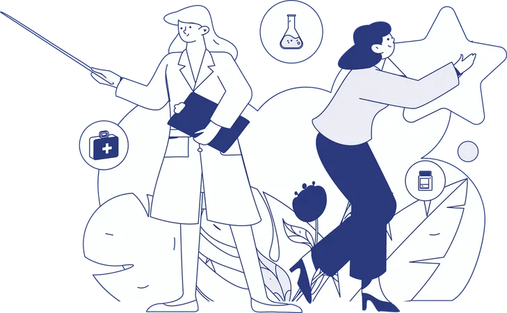 Doctor performs lab experiments  Illustration