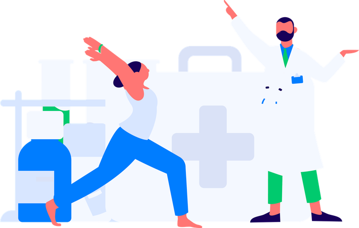 Doctor performs lab experiments  Illustration