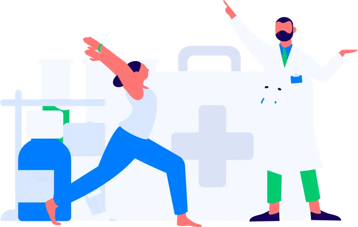 Doctor performs lab experiments  Illustration