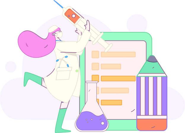 Doctor performs lab research  Illustration