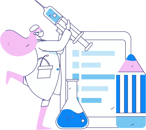 Doctor performs lab research  Illustration