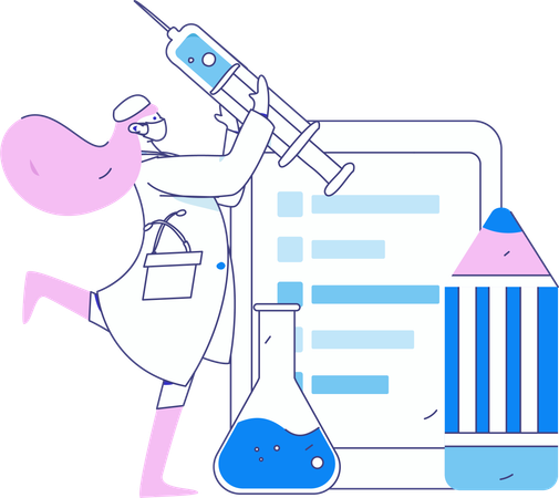 Doctor performs lab research  Illustration