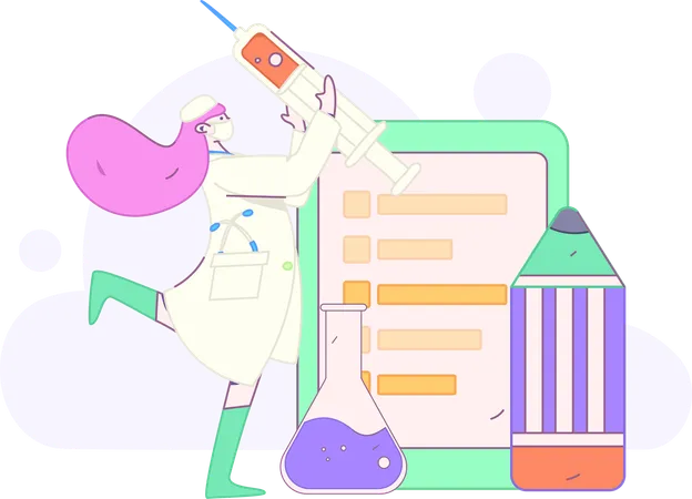 Doctor performs lab research  Illustration