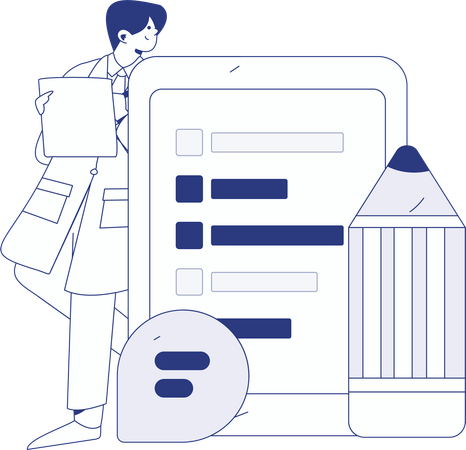 Doctor performs lab research  Illustration