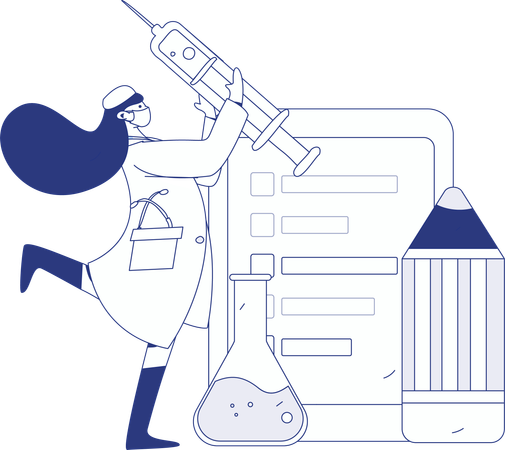 Doctor performs lab research  Illustration