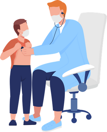 Doctor performs lung assessment for patient s Illustration