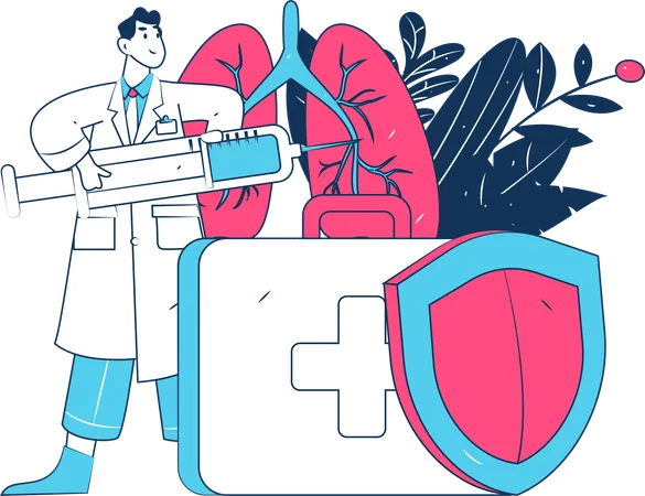 Doctor performs lung surgery  Illustration