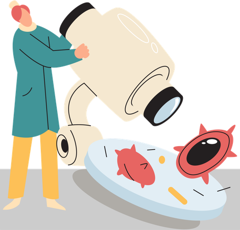 Doctor performs scientific research  Illustration