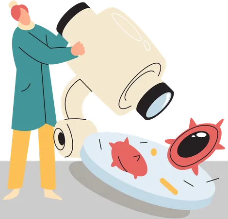 Doctor performs scientific research  Illustration