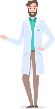 Doctor, physycian or surgeon wearing medical gown  Illustration