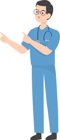 Doctor pointing left  Illustration