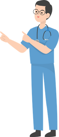 Doctor pointing left  Illustration