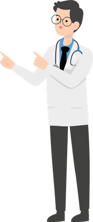 Doctor pointing left  Illustration