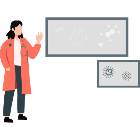 Doctor pointing virus results  Illustration