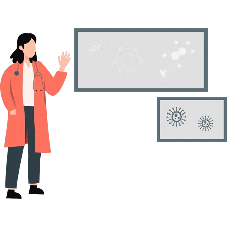 Doctor pointing virus results  Illustration