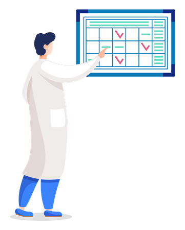 Doctor Practitioner Checking Schedule  Illustration