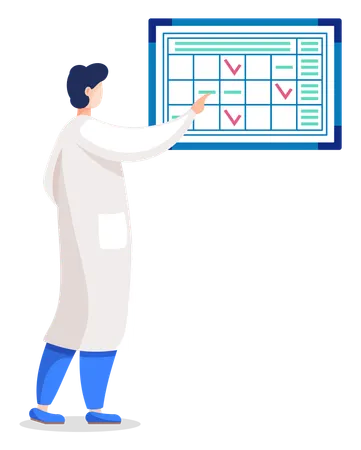 Doctor Practitioner Checking Schedule  Illustration