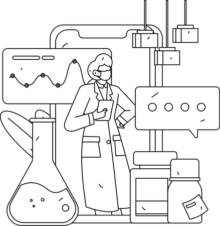 Doctor prepares analysis of chemicals tested  Illustration