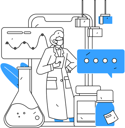 Doctor prepares analysis of chemicals tested  Illustration