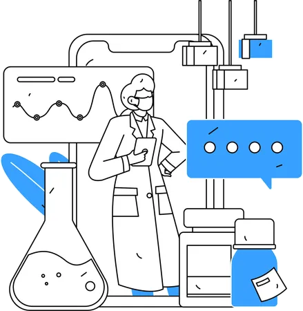 Doctor prepares analysis of chemicals tested  Illustration