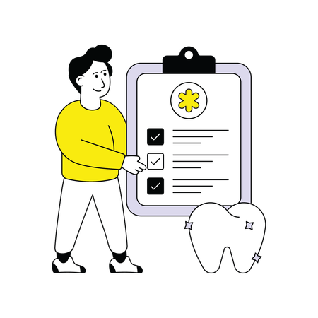 Doctor prepares Dental Report  Illustration