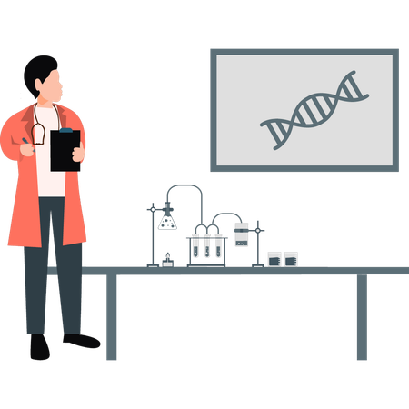 Doctor preparing DNA reports  Illustration