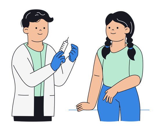 Doctor Preparing Vaccine for Patient  Illustration