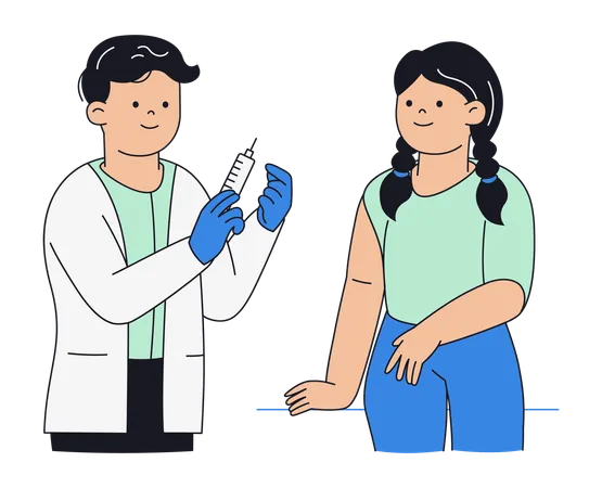 Doctor Preparing Vaccine for Patient  Illustration