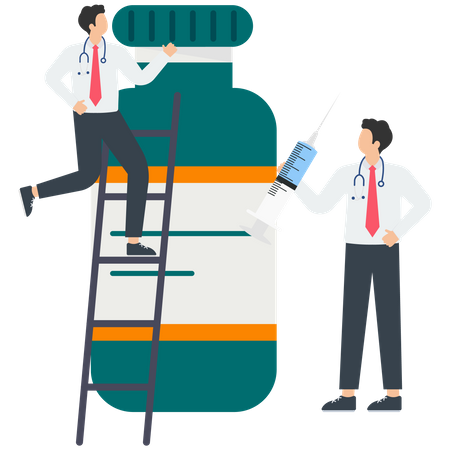 Doctor preparing vaccine for vaccination program  Illustration