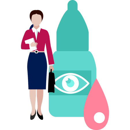 Doctor prescribes eye drops  Illustration