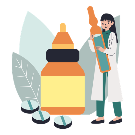 Doctor prescribes medicine bottle  Illustration